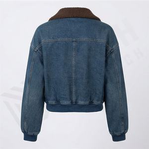 Veste en jean courte pour femme, dernier design, blocs de couleur, confortable, élégante, vêtement d'extérieur décontracté, streetwear, couleur personnalisée - Product Image 2