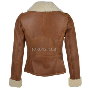 Veste aviateur en peau de mouton véritable pour femme B3, veste bomber en cuir d'agneau, veste de motard, veste décontractée, mode, fourrure chaude, veste de fourrure - Product Image 3