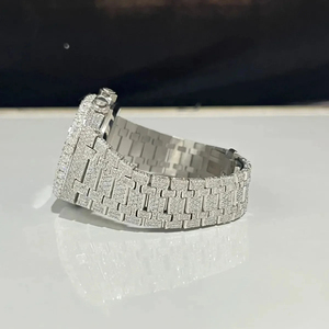 Reloj de Lujo con Diamantes Cultivados en Laboratorio, Reloj con Incrustaciones de Diamantes, Reloj de Hombre con Bisel de Acero Inoxidable, Joyería de Rapero, Reloj de Pulsera Hecho a Mano de Alta Calidad - Product Image 3