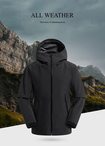 Personalizado al aire libre ligero de un solo golpe Sudadera con capucha cremallera abrigos a granel chaquetas de esquí para hombres chaqueta cortavientos chaqueta forrada diseño Unisex - Product Image 3