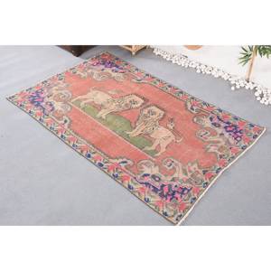 พรมตุรกีโบราณสีแดงสีน้ำเงินแบบดั้งเดิม4.4 x 7.1ft คลาสสิกพื้นที่ขนาดใหญ่ผ้าขนสัตว์การออกแบบการเย็บปะติดปะต่อกันด้วยยางสำหรับห้องโถงห้อง - Product Image 4