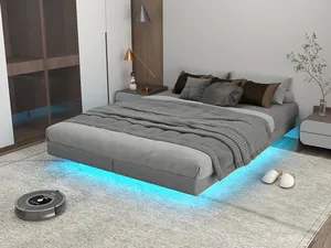 Cadre de lit en métal style design moderne de taille Queen du Vietnam pour la chambre à coucher avec éclairage led RVB