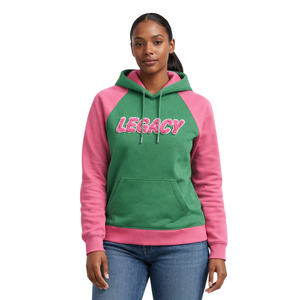 Sweat à capuche à manches raglan Green Legacy, vêtements de sororité grecque, vêtements de sororité universitaire pour femmes, rose et vert, élégant, décontracté, vêtements grecs - Product Image 5