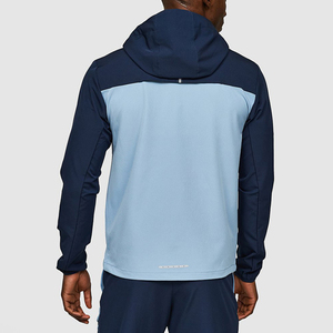 Veste coupe-vent de sport d'extérieur pour homme, en coton léger, bicolore, col montant, logo frontal - Product Image 3