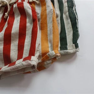 Pantalones de lino y algodón para niñas, pantalones cortos a rayas para niños, pantalones cortos informales para niños para el verano 2024 - Product Image 6