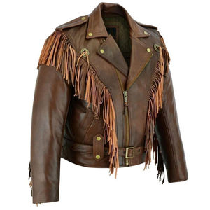 Chaqueta de Cuero de Oveja Auténtico Color Marrón para Hombre, Estilo Motociclista Occidental, Cortavientos, Ropa de Abrigo de Invierno con Cuello Camisero - Product Image 4