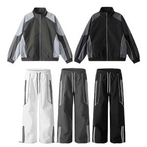 Chándales cortavientos de gran tamaño Tiras laterales Cuello alto Casual Aceptar chándales de moda de alta calidad personalizados para hombres - Product Image 2