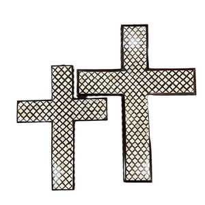 Croix murale de luxe en incrustation d'os indien avec incrustation de nacre Décoration de Noël religieuse personnalisée Intérieurs élégants - Product Image 4