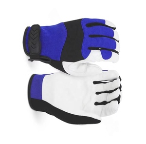 Goatskin ถุงมือช่างกลสีดำ,ถุงมือนิรภัยสำหรับทำงานถุงมือช่างกลผิวแพะผิวสีฟ้าแบบพรีเมียม - Product Image 5