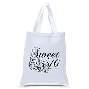 <b>Sweet</b> Sixteen <b>Birthday</b> Canvas Gift Tote with Open Closure Solid Color Pattern - Product Image 1