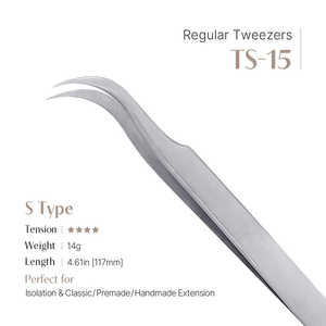 Pinzas de Extensión de Pestañas y Cejas TS-15 en Forma de S de Alta Calidad, Acero Inoxidable, Punta Puntiaguda, Fibra Duradera, Pinzas de Volumen - Product Image 2