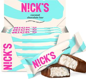 NICKS Keto bar Coconut, barras de coco con chocolate sin azúcar añadido, sin gluten (15x40g) - Product Image 5