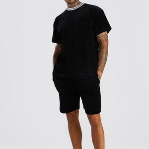 Custom Made Breathable 100% Cotton Summer Solid Casual <b>Men</b> T-Shirt and Shorts Set - Product Image 1