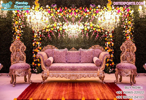 ชุดโซฟาไม้แกะสลักทันสมัยสำหรับงานแต่งงานมุสลิมสำหรับเจ้าสาวเจ้าบ่าวงานหมั้นเวทีการตกแต่งงานแต่งงานอินเทรนด์ - Product Image 4