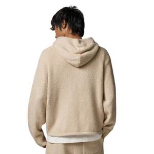 Sudadera con Capucha de Punto Boucle para Hombre, Sudadera con Capucha Elegante y Cómoda con Bolsillo Delantero, Sudadera de Punto Premium en Color Piedra - Product Image 5