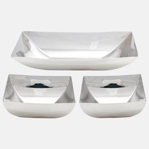 Bol de service à fruits secs en métal à l'aspect élégant Bol de service à chocolats nickelé brillant Ensemble de 3 pièces en acier inoxydable à vendre - Product Image 2