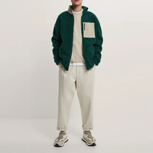 Chaqueta de lana de invierno para hombre con logotipo bordado de diseño personalizado, chaqueta de lana polar cálida de alta calidad - Product Image 3