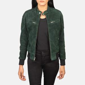 Vente en gros blouson aviateur en daim vert Fabricant professionnel Fermeture à glissière hiver de haute qualité Service décontracté XS OEM disponible - Product Image 2