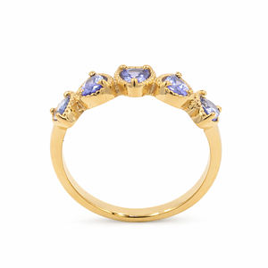 Anillo de Tanzanita con Cinco Perlas para Mujer, Plata de Ley 925, Bisel Punteado, Chapado en Oro Rosa Romántico, Joyería de Diseño - Product Image 4