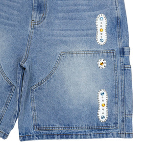 Lavage de détresse personnalisé bords bruts Double genou charpentier Jeans Short en jean bijoux gemmes clous Rivet strass Jorts - Product Image 2