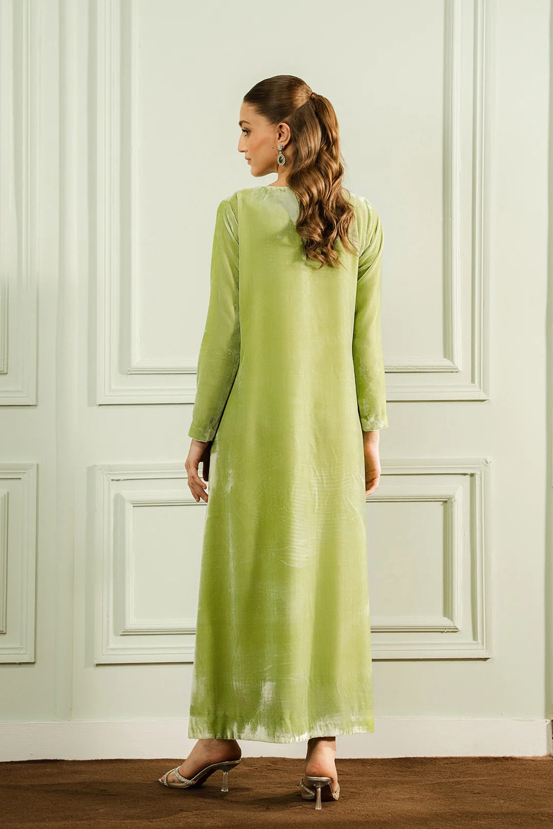 Elegant Olive Green Chiffon Long Sleeve Vintage Afghan Dress with Crystal  Hand Embellishment and Matching Dupatta Evening Wear| Alibaba.com