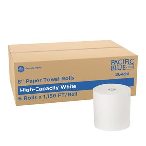 Pacific Blue Ultra High-Capacity Hardwound <b>Paper</b> Towel Rolls, White, 8” x 1,150 Feet/Roll, 6 Rolls/Case (26490) - Product Image 1