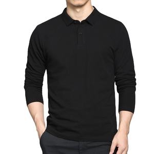 T-shirt polo décontracté à manches longues pour hommes, nouveau modèle en tissu jersey avec motif uni, vente en gros à des prix abordables - Product Image 1