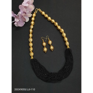 Antique Golden Gold Plated Copper and Brass <b>Bead</b> Necklace <b>Set</b> Fine Jewelry for Weddings and Gifts For Women and Girl - Product Image 1