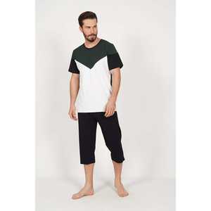 Conjunto de Camiseta de Manga Corta con Cuello Redondo y Pantalones Capri con Bolsillos para Hombre, Accesorio de Moda Cómodo - Product Image 3