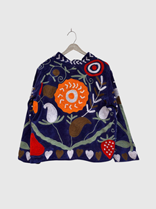 Veste à col mandarin brodée à la main avec motif géométrique, manches longues, style velours, design blouson pour adulte, idéale pour l'automne - Product Image 1