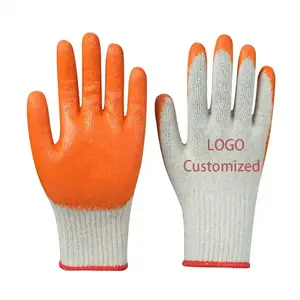 Inşaat için toptan fiyat pamuk lateks kaplı eldiven endüstriyel el koruyucu iş güvenliği eldiveni