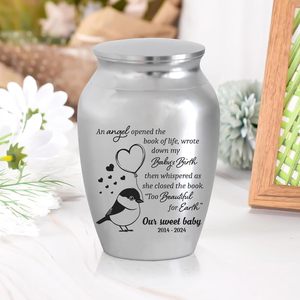 Personalized Adult <b>Mini</b> Urn Stainless Steel Decorative Keepsake Engraved Memorial Cremation Urn Customized Size Silver 200 Cubic - Product Image 6