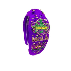 Bandeaux pour cheveux en perles, accessoire pour filles, bandeaux brodés à la main de style indien, style Mardi, bandeaux en perles - Product Image 2