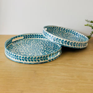 Bandejas de nácar de mosaico para bebidas, desayuno, merienda, mesa de comedor, decoración, MOP, bandeja para servir - Product Image 2