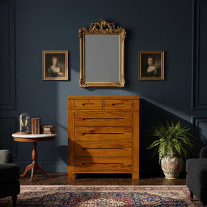 Cómoda Moderna Clásica de Madera de Teca Sólida |   6 cajones de elegancia artesanal para traer orden perfecto al santuario del dormitorio - Product Image 5