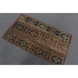 Alfombra Pequeña Vintage, Alfombra Turca de 2.4x4 pies, Alfombra de Lana Azul - Product Image 3