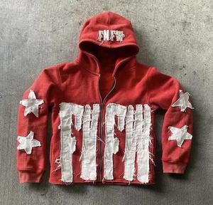 2025 New Design Customize Distressed Embroidery Patches Acid Wash Zipper Hoodie 100 % Cotton 450 GSM heavyweight Men Hoodie - Product Image 6