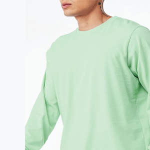 T-shirt à manches longues OEM personnalisé unisexe menthe-100% Airlume Cotton, 4.2 oz, maillot à col rond - Product Image 5