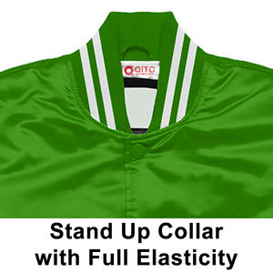 Blousons bombardiers universitaires en satin vert vintage pour hommes vestes de baseball élégantes avec doublure matelassée pour une chaleur ultime - Product Image 3