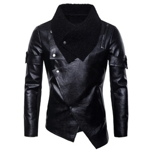 Abrigo de cuero personalizado para hombre, chaqueta punk rock irregular, estilo Otoño, nuevo - Product Image 3