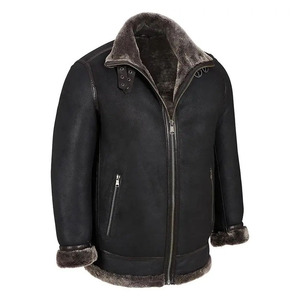 Shearling Sheepskin Bomber <b>Jacket</b> Warm Winter <b>Fur</b> Collar Coat Custom Wholesale Genuine Leather Outwear leather <b>jacket</b> <b>for</b> <b>men</b> - Product Image 1