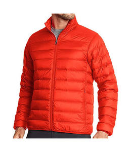 Veste matelassée rouge unie personnalisée en gros pour hommes, vestes matelassées pour hommes de haute qualité respirantes - Product Image 5