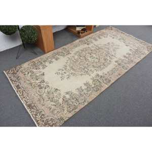 Alfombra de lana turca Vintage, clásica, 4x8, estilo Beige, 6 pies, alfombra para sala de estar, retales abstractos, diseño de pasillo rectangular, látex de 10mm - Product Image 2