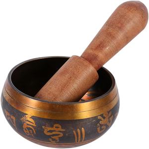 Bol chantant tibétain en métal artisanal à finition mate pour la méditation, la guérison, le yoga, la pleine conscience avec mallette en bois et coussin - Product Image 2