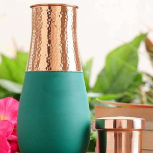 High Quality Pure Copper Bedroom Bottle with Inbuilt Glass Copper Vess with Premium Packaging Made in India - Product Image 1
