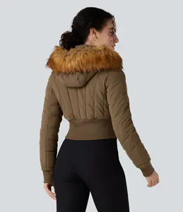 Veste matelassée légère à manches longues pour femme, résistante à l'eau, de haute qualité, personnalisable, entièrement zippée, pliable, avec capuche, votre propre logo - Product Image 2