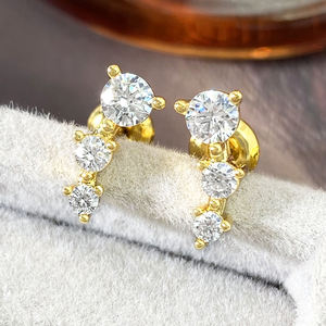 Para Foxi, pendientes de tuerca de latón de alta calidad, nuevos pendientes de barra de circonita cúbica de moda para mujer, regalo perfecto - Product Image 6