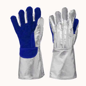 Guantes de soldadura antiquímicos de cuero de vaca duraderos 100% resistentes al desgarro transpirable longitud personalizable para hombres industriales - Product Image 2