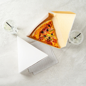 Caja de <span class=keywords><strong>pizza</strong></span> blanca con bolsillo triangular, embalaje pequeño italiano impreso con logotipo personalizado, entrega rápida - Product Image 1
