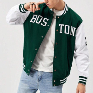 Veste universitaire pour hommes de haute qualité avec lettre graphique rayé garniture haut créateur de mode tissé tissu usine en gros - Product Image 1